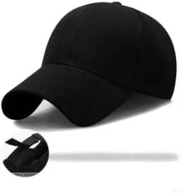 Boné Liso Preto Básico Fitão Unissex Aba Curva Ajuste Metal