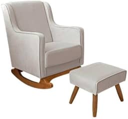 Poltrona/Cadeira de Amamentação para Mamãe Balanço com Puff -Linho Ds Home