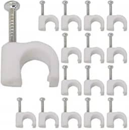 Fixador organizador de Cabos fios Parede 100 Pcs 8mm Branco c/Prego