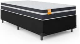 Cama Box Solteiro Colchão Molas Qatar 88x188x60cm Branco/Preto- Suporta até 150Kg