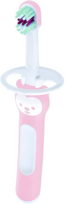 MAM Baby 1 Escova de Dentes Baby's Brush com Trava de Segurança para Crianças de 6+ Meses Com Cabo Ergonômico e Fácil de Segurar, Rosa