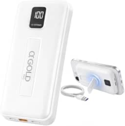 Power Bank Magnético 10000mAh, Carregador Portátil Turbo sem Fio – Bateria Externa com Suporte Dobrável, Display Digital, USB-C e Carregamento Ultra Rápido para iPhone e Android