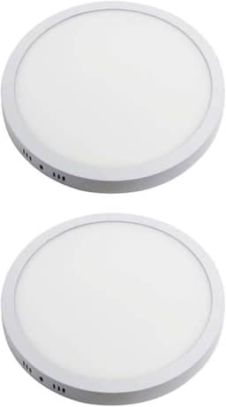 Kit 2x Painel Plafon Sobrepor Alumínio Redondo LED 24W 30cm Bivolt Branco Frio