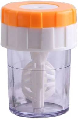Limpador de lentes de contato rotativas manual portátil, kit de cuidados com lentes de contato compactas pequenas para uso diário e em movimento (laranja)