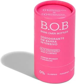 Desodorante em Barra Intensivo Jasmim Branco e Baunilha B.O.B | Alta Proteção, sem alumínio, natural, vegano, livre de crueldade, sustentável, livre de plástico, waterless, 0% álcool.
