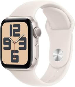 Apple Watch SE GPS • Caixa estelar de alumínio – 40 mm • Pulseira esportiva estelar – P/M