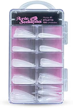 Molde F1 Stiletto Unhas de Gel, Arte Sedução, 100 Unidades