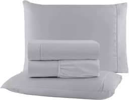 Jogo de Cama Casal King Size Percal 400 Fios Ponto Palito 04 Peças, Antiácaro, Não faz bolinha Toque Extra Macio (Cinza)