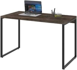 Compace - Mesa para Escritório Office Estilo Industrial 1,20m, Kuadra, Carvalho Dark/Est.Preta