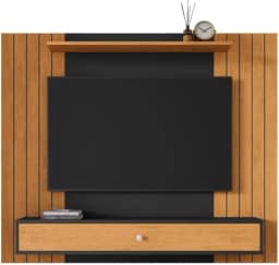 Painel Ripado Para Tv 43 Polegadas Berlim Com Gaveta Casa Jd (Preto Ripado)