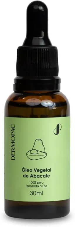 Dermopac Óleo Vegetal de Abacate 100% Puro Natural, Prensado a Frio, 30ml, para Cabelo, Pele, Rosto e Corpo