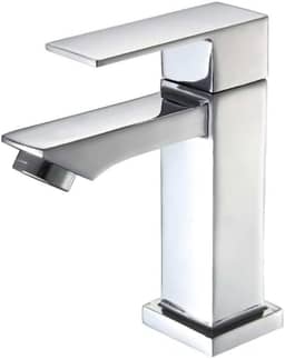 Torneira Banheiro Luxo Quadrada 1/4 Volta Inox Aço Cromada
