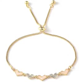 Pulseira de coração romântico para mulheres adolescentes, banhado a ouro rosa 18 K, pulseira ajustável com elos ajustáveis, presentes de aniversário e casamento para sua mãe