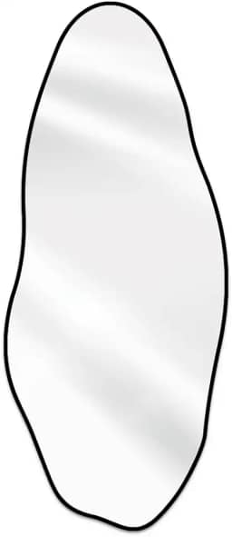 Espelho Orgânico Corpo Inteiro Pedra 160x70cm Design Moderno com Moldura em Couro para Decoração Sofisticada (Preto)