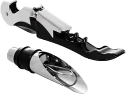 WOLFF - Conjunto Saca-Rolhas 2 Estágios de Aço Inox e Bico Dosador para Vinho - Sofisticação e Praticidade