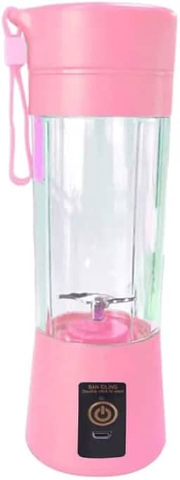 Mini Liquidificador Garrafa Portátil Mixer Juice Para Shake USB Recarregável 6 Lâminas Cup Coqueteleira Eletrica Sem Fio Frutas Whey Suco Academia Premium Marca LC Pagotti (ROSA)