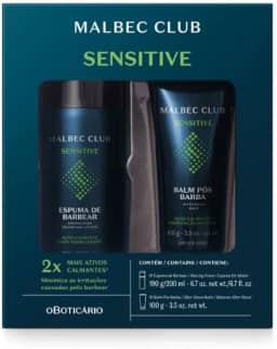 Kit Malbec Club Sensitive: Espuma de Barbear 190g + Balm Pós Barba 100g
