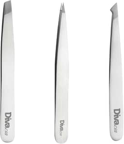 Kit 3 Pinças para Sobrancelhas Pinça Agulha, Chanfrada e Diagonal de Alta Precisão, Profissional - Autoclavável