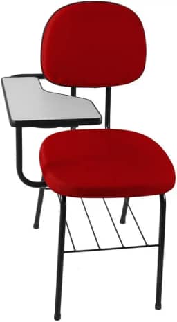 Cadeira Universitária Secretária com Porta Livros Vermelho