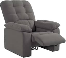 Poltrona Do Papai Reclinável Suede Veludo Estoril Cinza