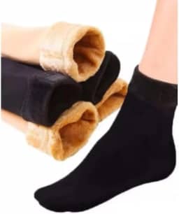 Kit 2 Pares De Meias Térmicas Flaneladas Fleece Super Quentes Unissex Inverno Frio Intenso Confortável Grossa Aconchegante Ideal para Dormir Viagens Montanha Neve