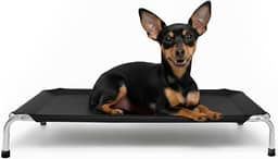 Cama Suspensa Elevada Pet para Cachorro Leve Resistente Aluminio 60x40cm Tamanho P Suporta Até 25Kg - Dogets (Preto)