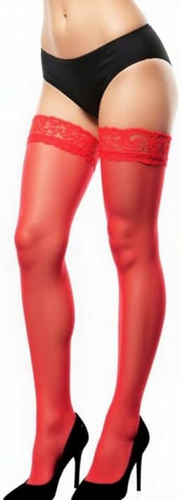 Meia-calça feminina de renda na altura da coxa, sedosa, semitransparente, chique, lingerie