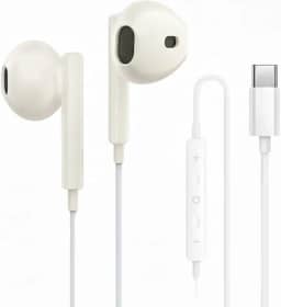 Fone De Ouvido Com Fio Tipo C com Microfone Integrado Áudio Redução de Ruido Cor Branco