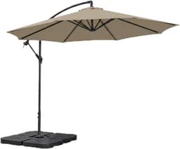 Kit Ombrelone Lateral Suspenso 3m Kauai + Base 60 Litros Quadrada Piscina Jardim