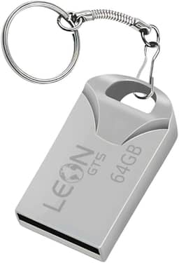 Pendrive 64GB USB 2.0 Metálico - Compacto Portátil Armazenamento Seguro Alta Velocidade Transferência de Dados Plug Play para PC Notebook Rápida Leve Resistente Prateado Chaveiro Pen Drive Sem Tampa