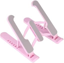 Suporte Dobrável Ajustável para Celular e Tablet – Multi Posições, Antiderrapante e Compacto para Vídeos, Estudos e Trabalho (Rosa)