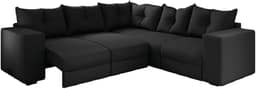 Sofá de Canto Retrátil 5 Lugares Veludo New Qatar Preto Selmer