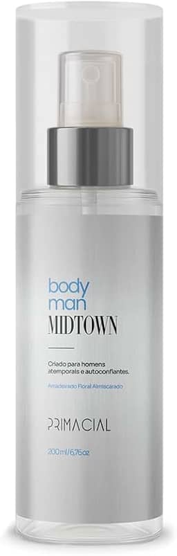 Body Splash MIDTOWN 200ml by Primacial - Fragrância Amadeirado com Notas de Lavanda e Bergamota
