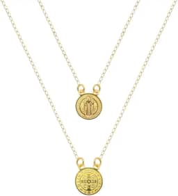 Escapulário São Bento Dourado feito em Aço Inox 316 Para Presente Corrente Cordão Colar Masculino e Feminino