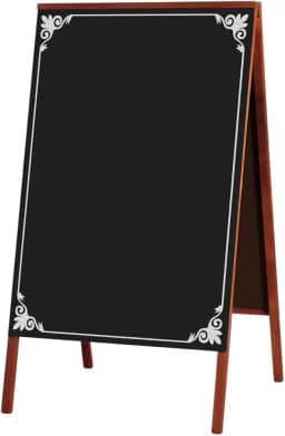 Cavalete de Calçada Negro Decorado 2, 70cm X 50cm, Mad. Pinus Mogno - Souza & Cia (Ref: 2123)