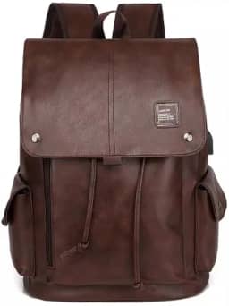 Mochila de Couro Executiva Notebook Estilosa Multifuncional (Marrom)