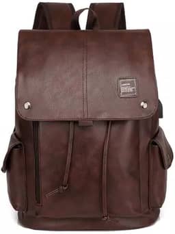 Mochila de Couro Executiva Notebook Estilosa Multifuncional (Marrom)