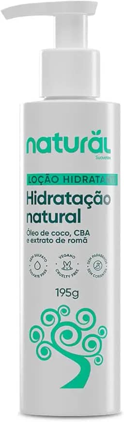 ORGÂNICO NATURAL Loção Hidratante Natural com Óleo de Coco, CBA e Extrato de Romã - Hidratação Profunda e Intensa - Todos os Tipos de Pele - Vegano - 195g