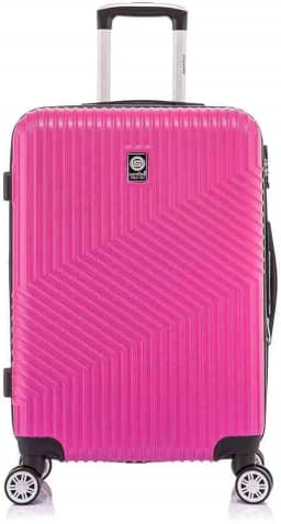 Mala de Viagem Médio de Despacho Geometric 23kg Rígida ABS com 4 Rodas duplas 360º e Trava de segredo numérico TSA, divisória interna com zíper e elástico de fixação,Pink, Santino - ASAV7003M47