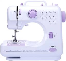 Mini Máquina de Costura Portátil Pequena Bivolt com 12 Pontos Ajustáveis Luz LED, Cortador de Linha Enrolador de Bobina e Controle de Velocidade Reparos e Costura Criativa em Tecidos Leves e Médios