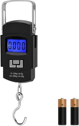 Balança Digital Portátil 50kg com Gancho Para Malas, Bagagens, Viagens, Pesca e Camping, Leve, Precisa e Compacta - Linha Premium