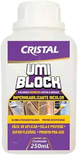 Cristal Umi Block, Impermeabilizante Incolor para Reparos, 250ml, Vedação de Infiltrações e Vazamentos