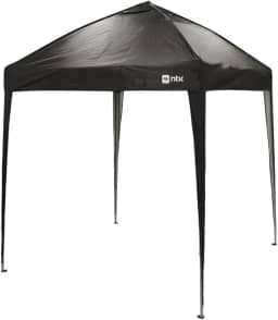 Gazebo Dobrável 2M x 2M, Tenda Sanfonada Preta com Estrutura em Metal, Toldo Pop-Up Portátil para Eventos Externos