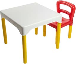 Mesa Mesinha Infantil Educativa Com Cadeira Plástico Para Crianças Atividade Didática Camaleão (Branco)