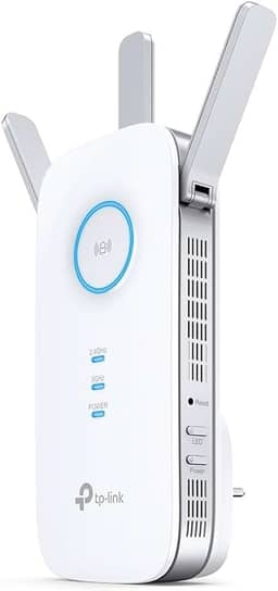 TP-Link RE450 Extensor de Rango de Repetidor WiFi de Banda Dual Universal, 3 Antenas Externas, Puerto Gigabit Ethernet, AC1750, Modo AP Compatible, Blanco