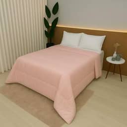 Edredom Casal e King 100% Algodão 400 Fios Dupla Face Grosso para Inverno – Antialérgico e Aconchegante (Rose,King)