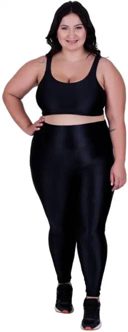 Conjunto Fitness Plus Size Cós Alto Top de Academia e Calça Cintura Alta Barbara