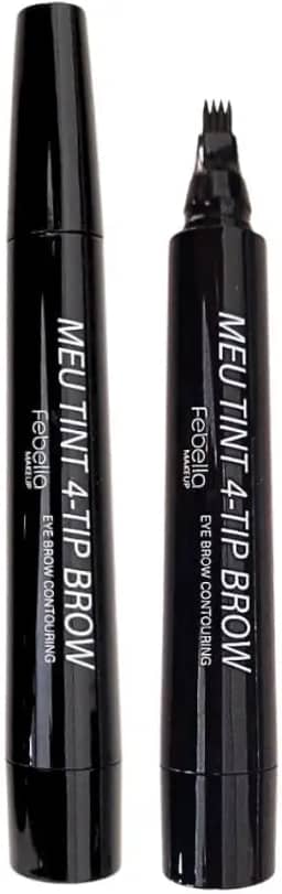 Caneta Fio a Fio para Sobrancelha e Barba Microblading Tridente Resistente a Agua (Preto Febella)