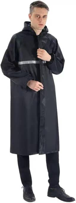 Capa de Chuva Longa Impermeável com capuz Com Visor Adulto faixa refletiva Masculino Feminina