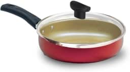 Frigideira Alta 18 cm Teflon Antiaderente com Tampa de Vidro